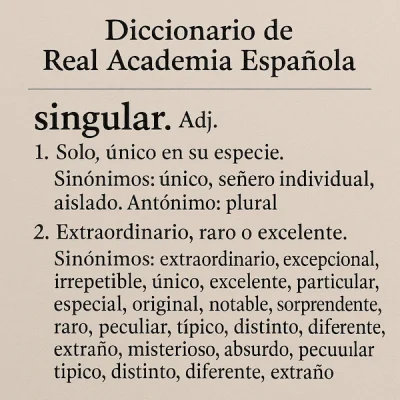 Entrada de _Singular_ en Diccionario RAE
